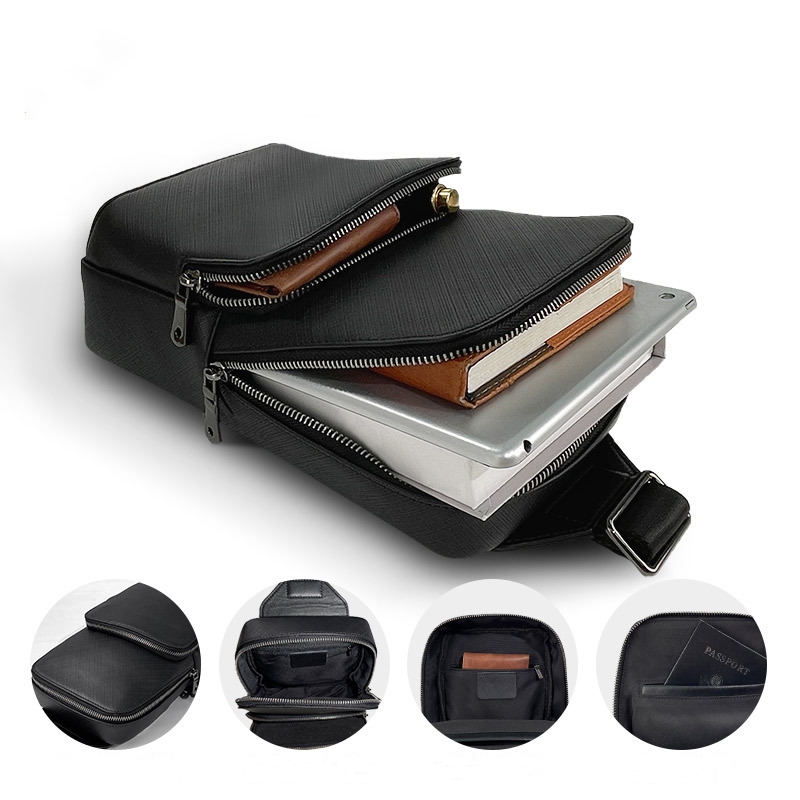 Leather Backpack Vintage - 남성용 블랙 슬링 체스트 백, 진짜