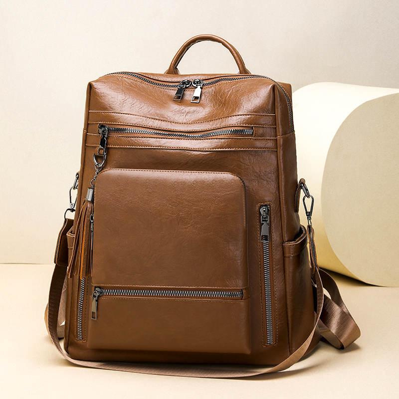 Leather Backpack Vintage - 빈티지 가죽 스타일 백팩 세트, 다기능