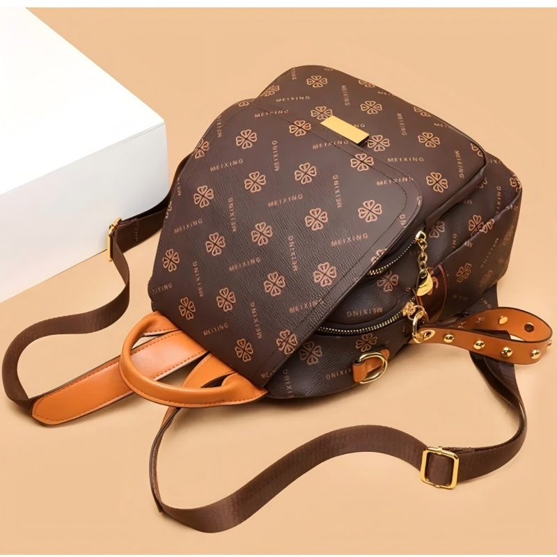 레트로 프린트 백팩 여성용 PU 가죽 우아한 방수 캐주 - Leather Backpack Vintage 리뷰 및 가격